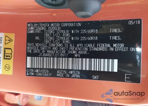 2018 Lexus Nx 300 F Sport z USA, uszkodzony, nr VIN JTJBARBZ7J2178917